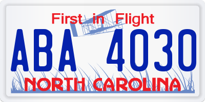 NC license plate ABA4030