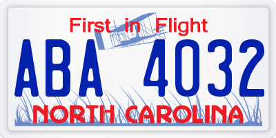 NC license plate ABA4032