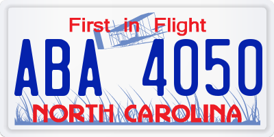 NC license plate ABA4050