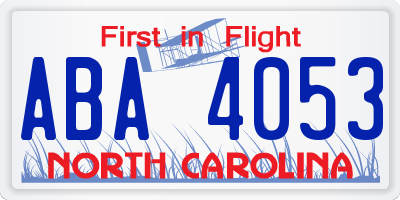 NC license plate ABA4053