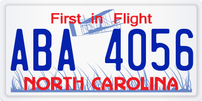 NC license plate ABA4056
