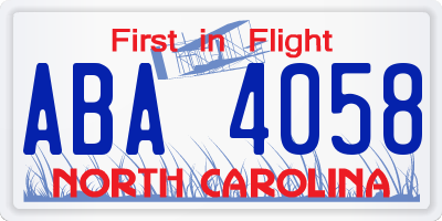 NC license plate ABA4058