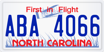 NC license plate ABA4066