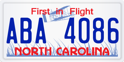 NC license plate ABA4086