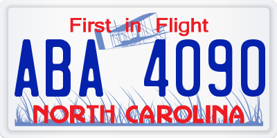 NC license plate ABA4090