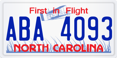 NC license plate ABA4093