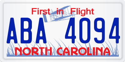 NC license plate ABA4094