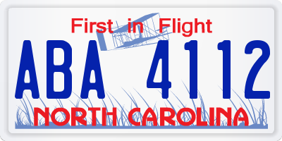 NC license plate ABA4112