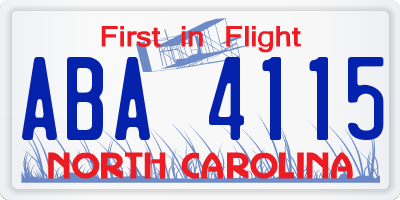 NC license plate ABA4115