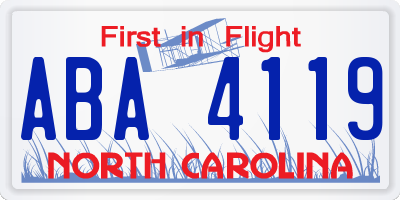 NC license plate ABA4119