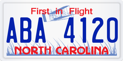 NC license plate ABA4120