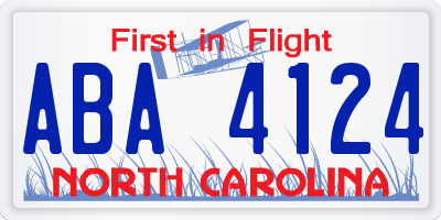 NC license plate ABA4124