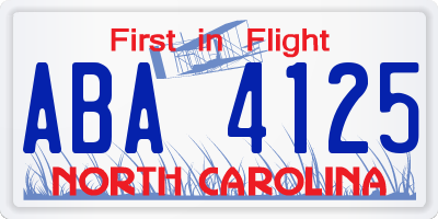 NC license plate ABA4125