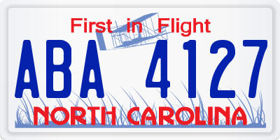 NC license plate ABA4127