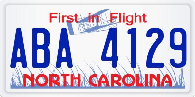 NC license plate ABA4129