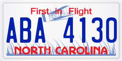 NC license plate ABA4130