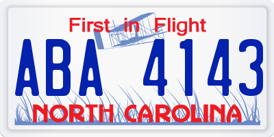 NC license plate ABA4143