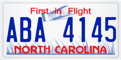 NC license plate ABA4145