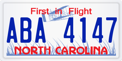 NC license plate ABA4147