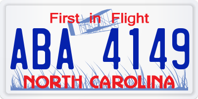 NC license plate ABA4149