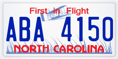 NC license plate ABA4150