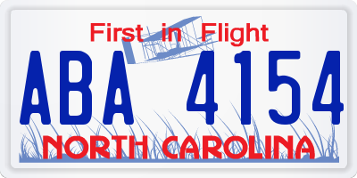 NC license plate ABA4154