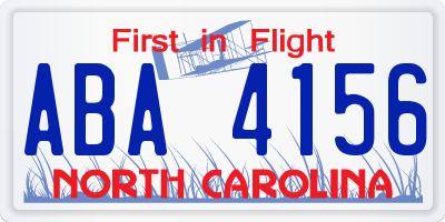 NC license plate ABA4156