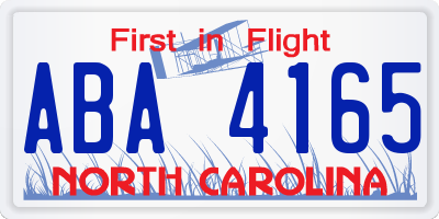 NC license plate ABA4165