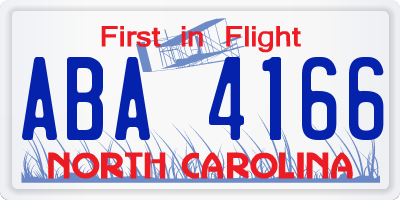 NC license plate ABA4166