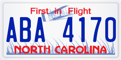 NC license plate ABA4170