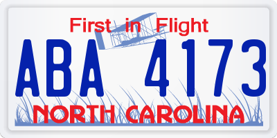 NC license plate ABA4173