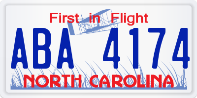 NC license plate ABA4174