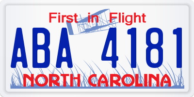 NC license plate ABA4181