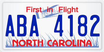 NC license plate ABA4182