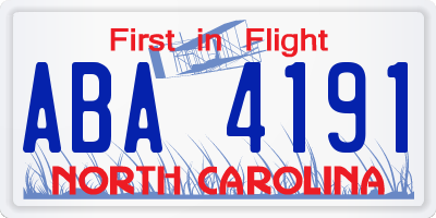 NC license plate ABA4191
