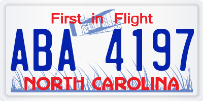NC license plate ABA4197