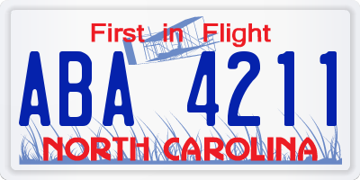 NC license plate ABA4211