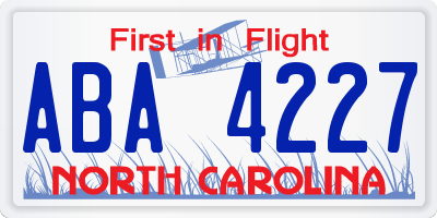 NC license plate ABA4227