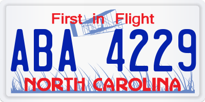 NC license plate ABA4229