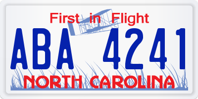 NC license plate ABA4241