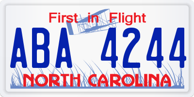 NC license plate ABA4244