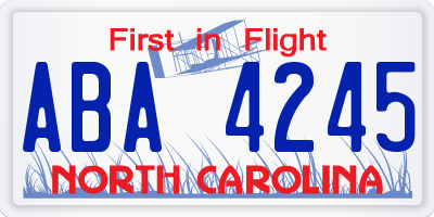 NC license plate ABA4245