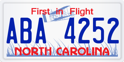 NC license plate ABA4252
