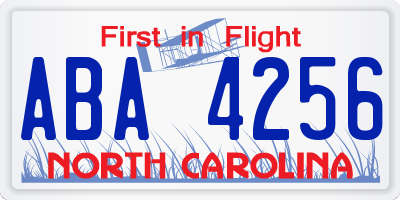 NC license plate ABA4256