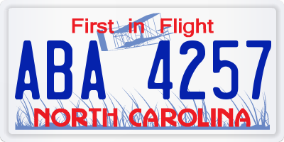 NC license plate ABA4257