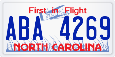 NC license plate ABA4269