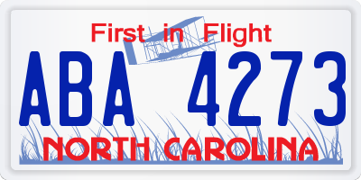 NC license plate ABA4273