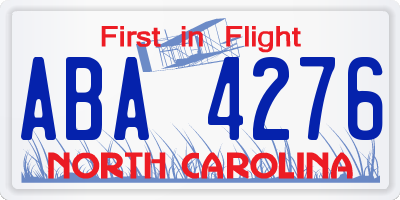 NC license plate ABA4276