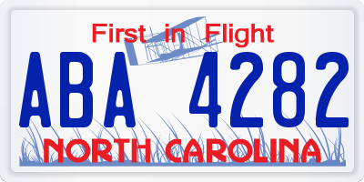 NC license plate ABA4282