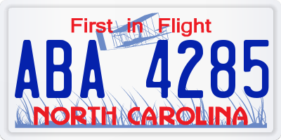 NC license plate ABA4285